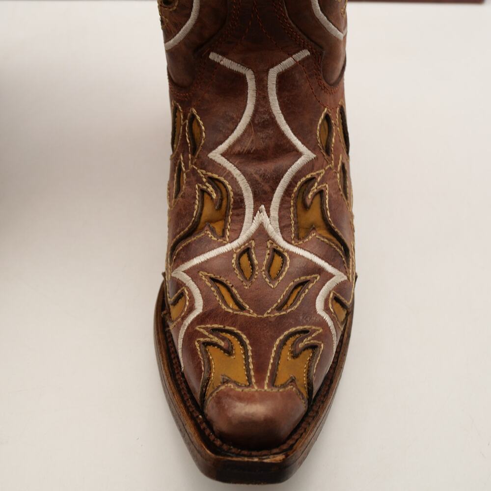 NEW Circle G Corral Women's 5.5 Shedron Inlay Embroidered Leather Boots Snip Toe - Picture 9 of 11